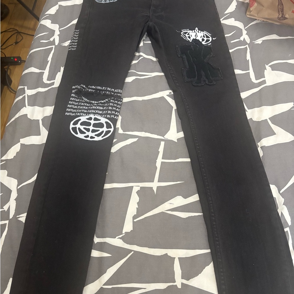 Ksubi Black Skinny Jeans with Graphic Details
